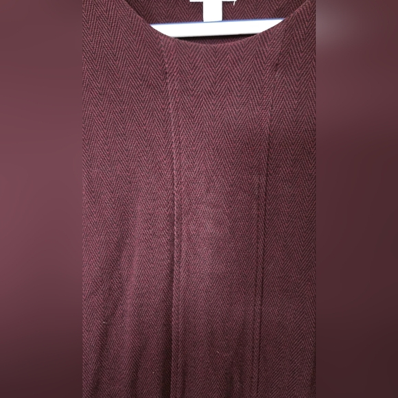 J. Jill Dress Herringbone Ponte Knit 3/4 Sleeve Scoop Neck Burgundy Size Small - Picture 5 of 10